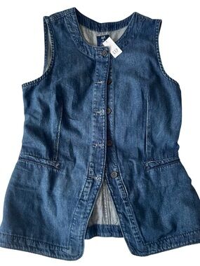 GAP Women’s UltraSoft Denim Longline Vest Size M/Tall